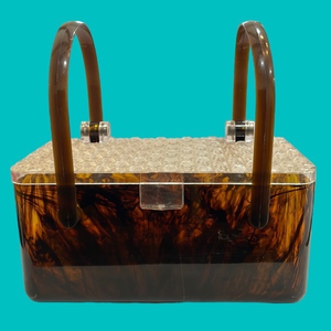 TORTOISE LUCITE‎ TOP Brown Box Purse